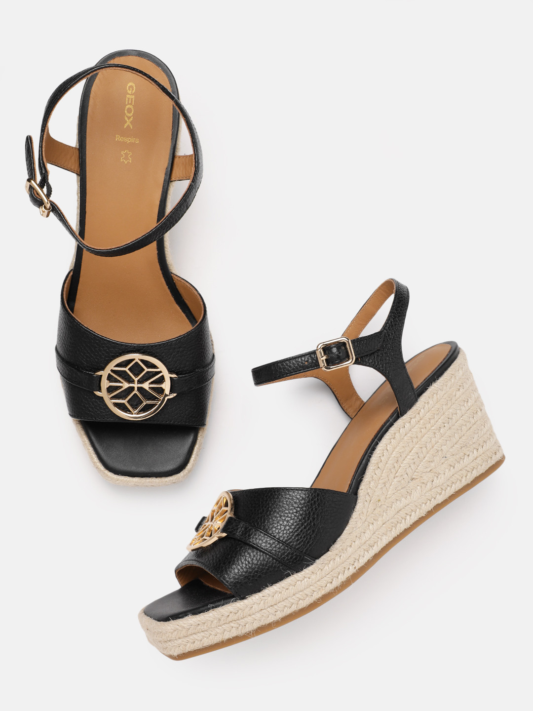 Geox Leather Wedge Sandals