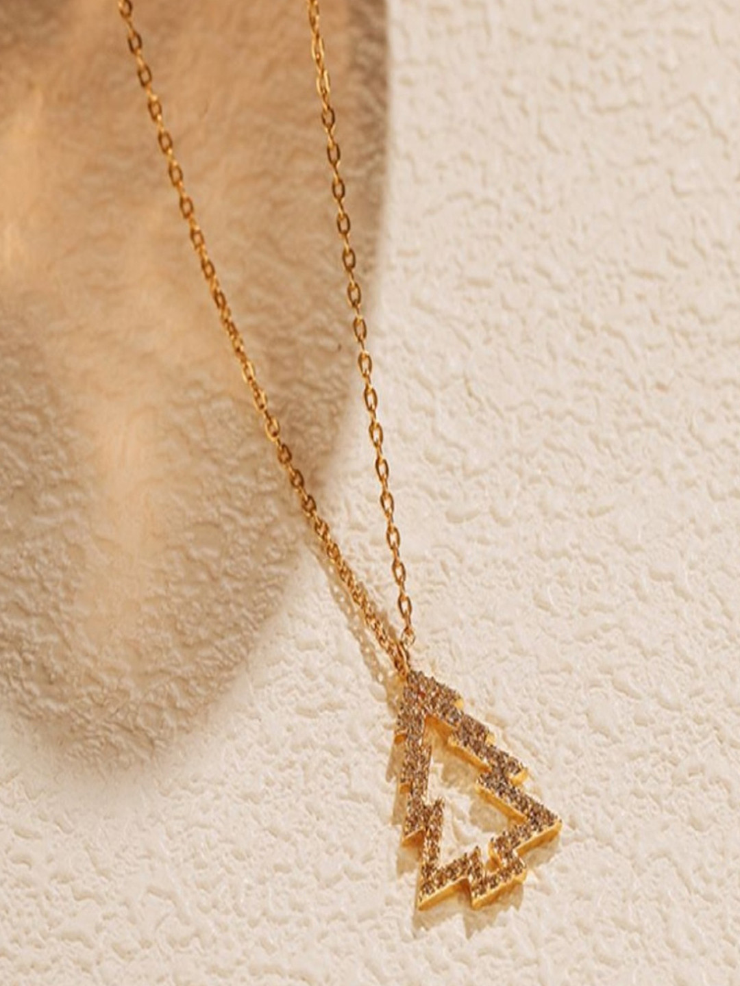 AQUASTREET18K Gold Plated Waterproof Anti-Tarnish Christmas Tree Zircon Pendant Necklace