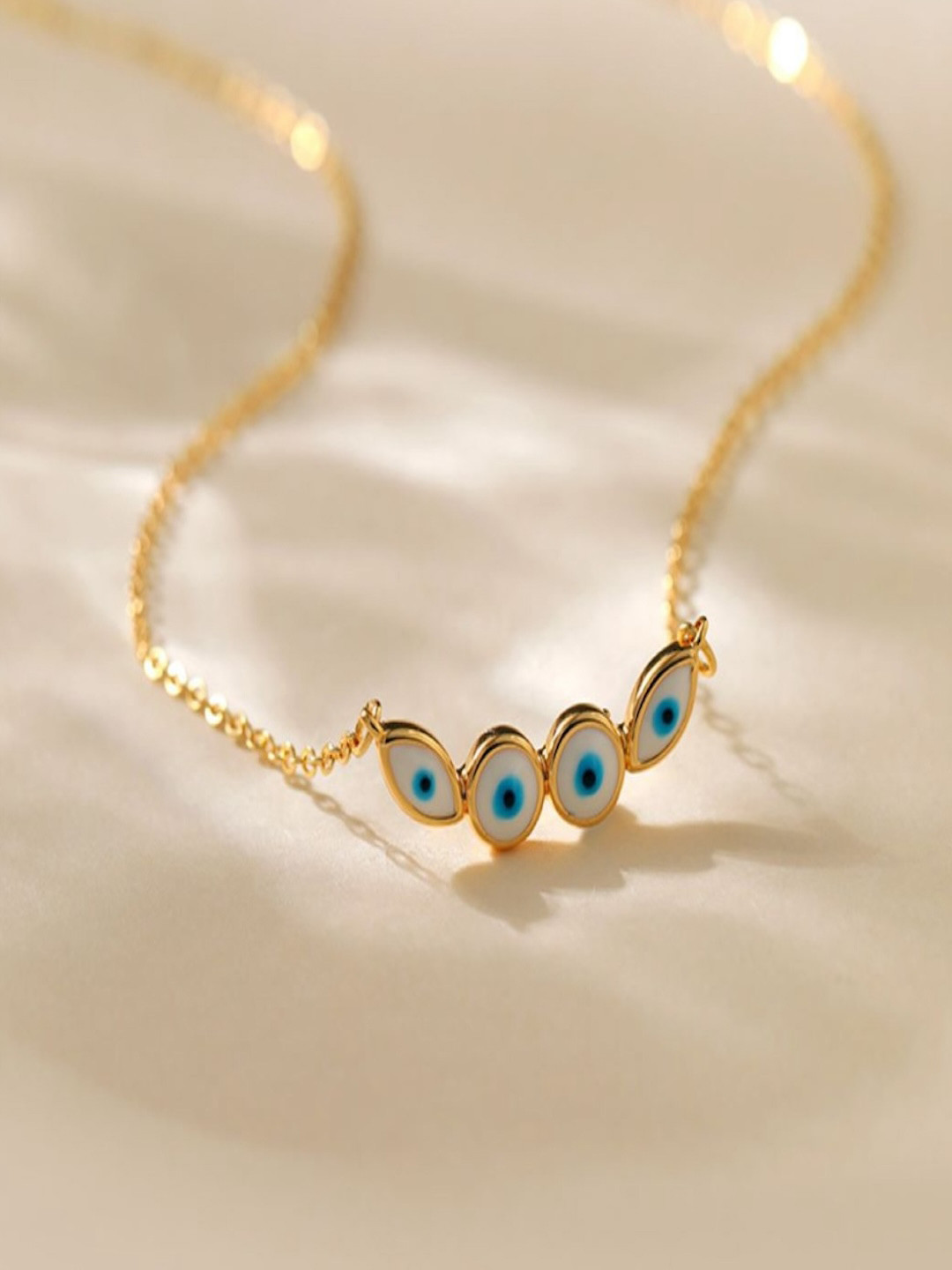 AQUASTREET18K Gold Plated Waterproof Anti-Tarnish Evil Eye Pendant Necklace