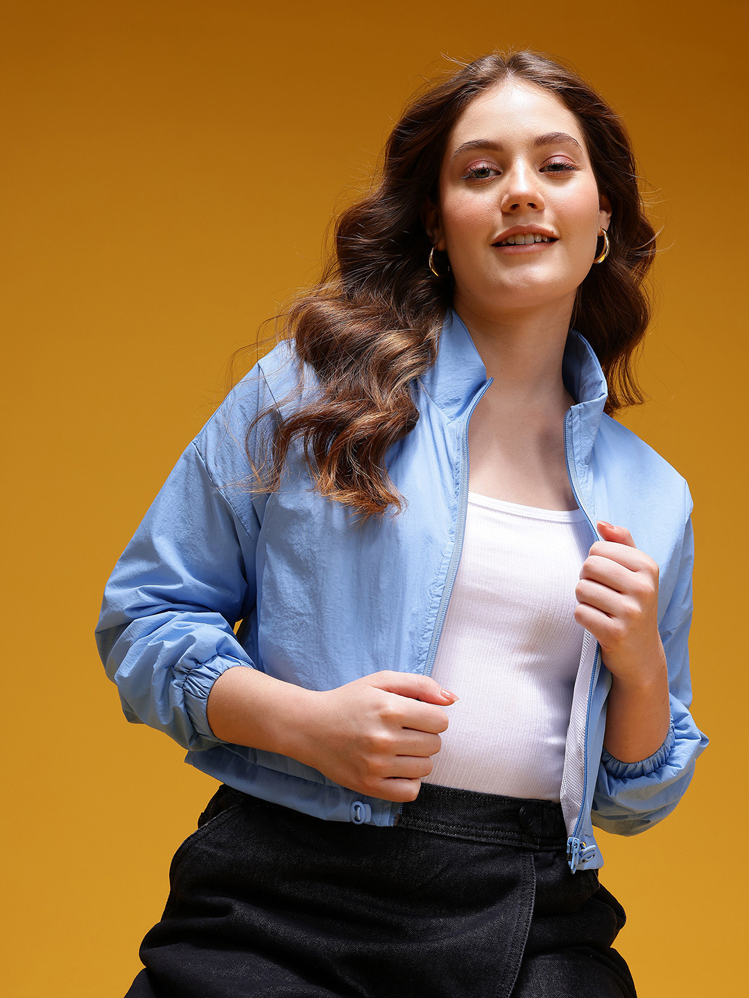 HERE&NOW Drop-Shoulder Crop Tailored Jacket