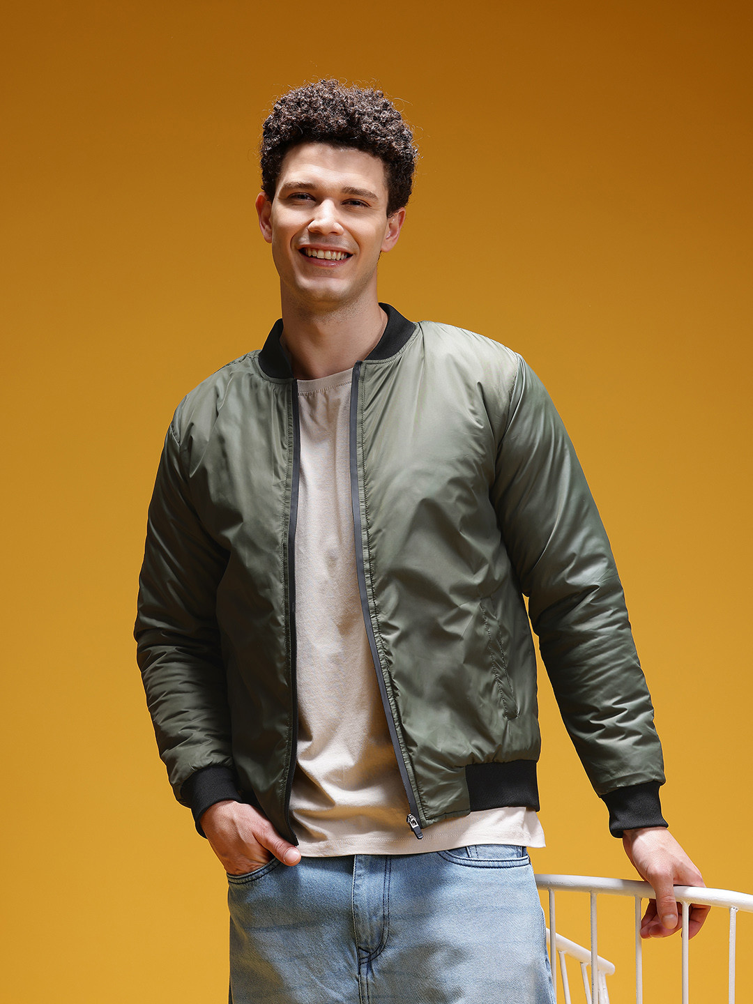 HERE&NOW Stand Collar Bomber Jacket