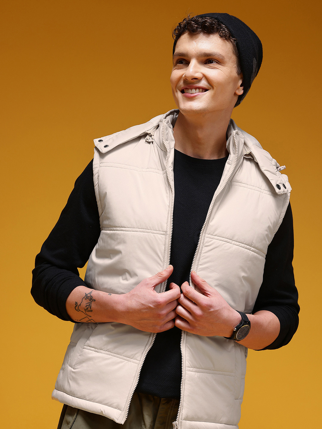 HERE&NOW Hooded Padded-Style Gilet Jacket