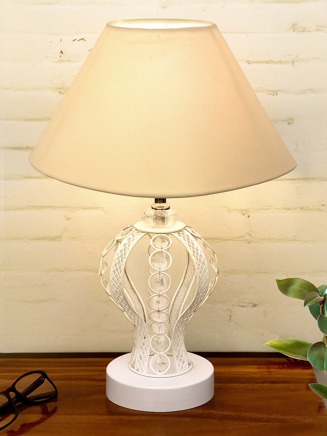 Homesake Grey Frusturical Shaped Nightstand Desk Globe Metal Table Lamp