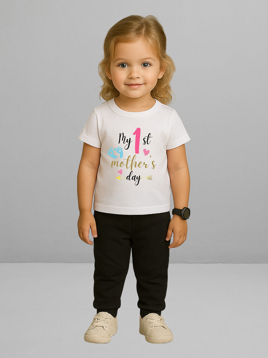 YK X First Laugh Boys Typography Printed Round Neck Cotton T-shirt