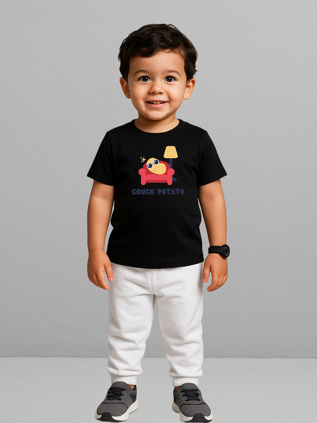 YK X First Laugh Boys Graphic Printed Round Neck Cotton T-shirt