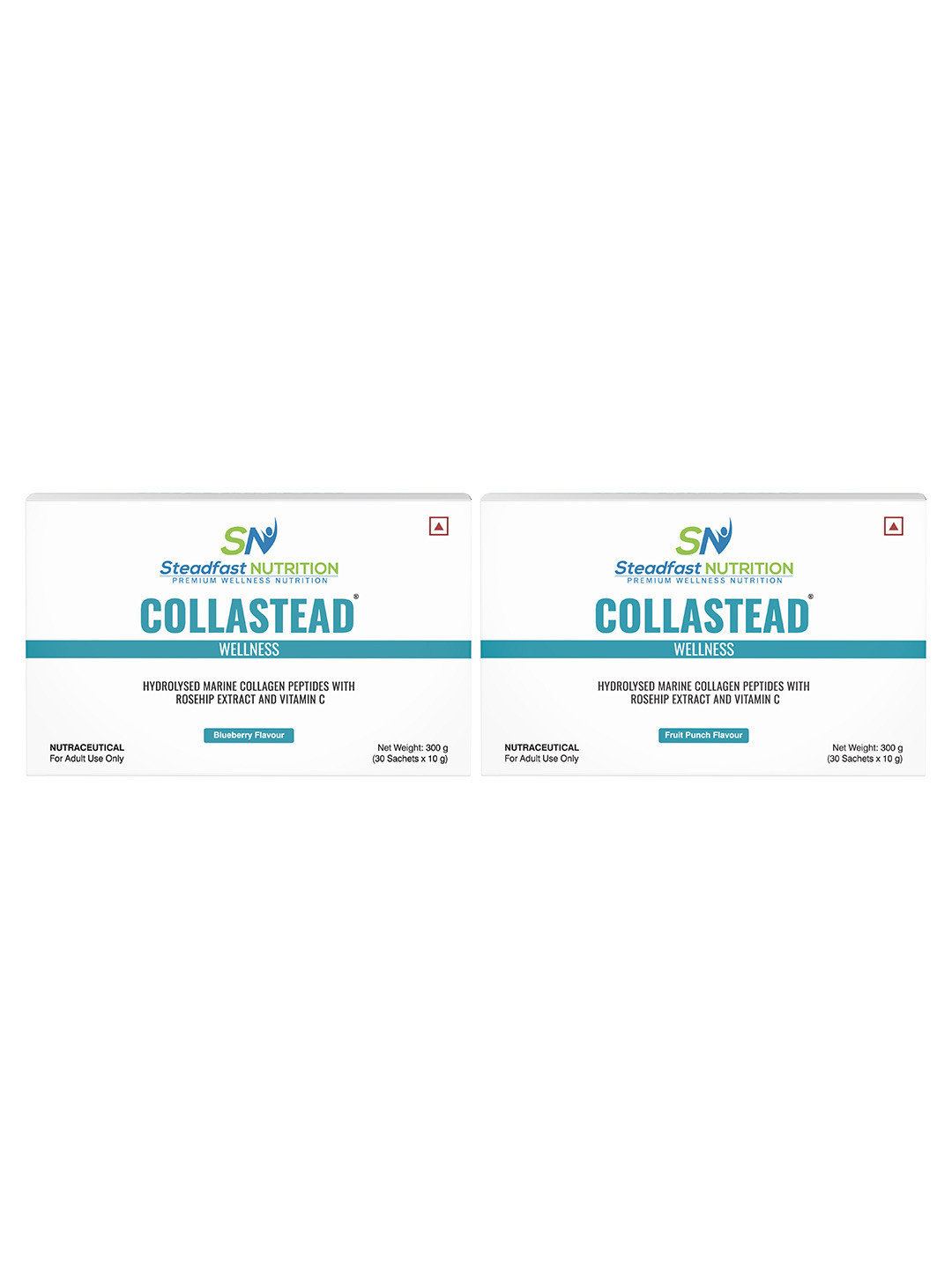 Steadfast Nutrition Set 2 CollaStead Marine Collagen FruitPunch Blueberry 30 Sachets 300g