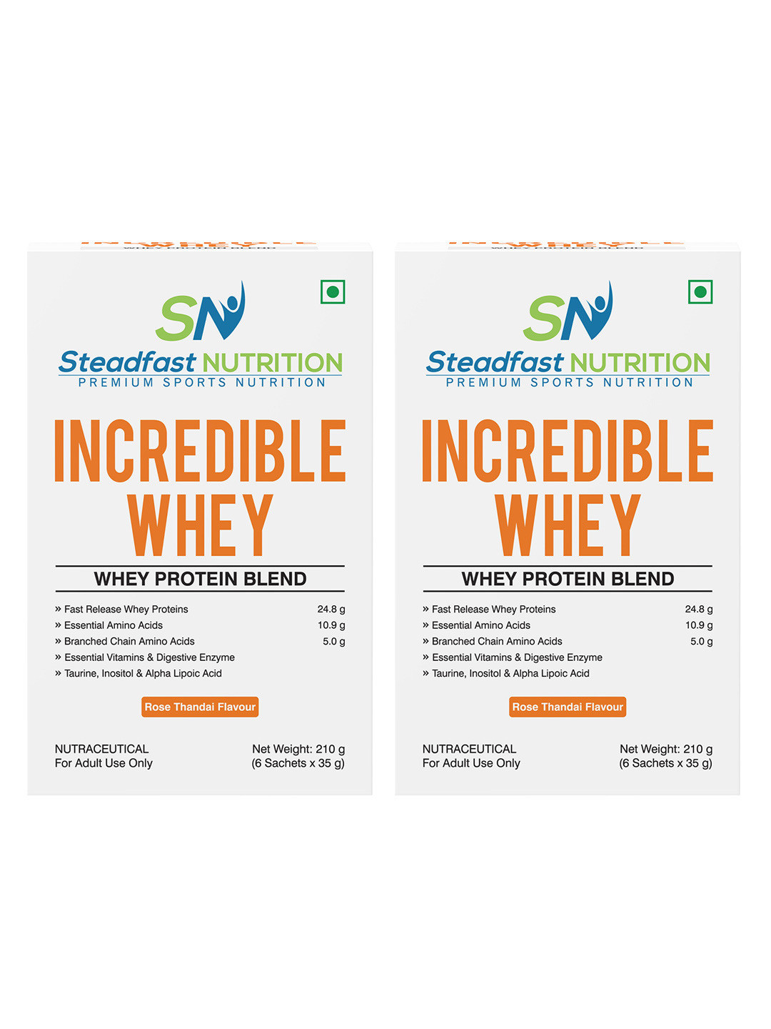 Incredible Set of 2 Incredible Whey Protein An Incredible You Rose Thandai 6 Sachets 420g