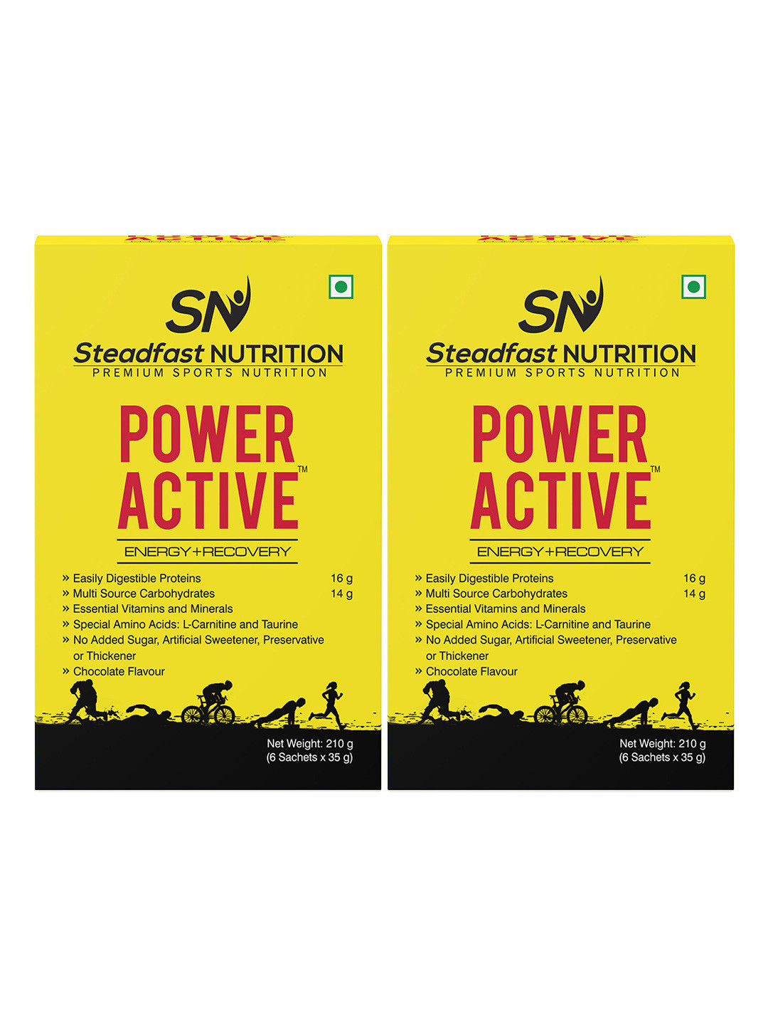 Steadfast Nutrition Set of 2 Power Active Energy Recovery Chocolate 6 Sachets - 420g