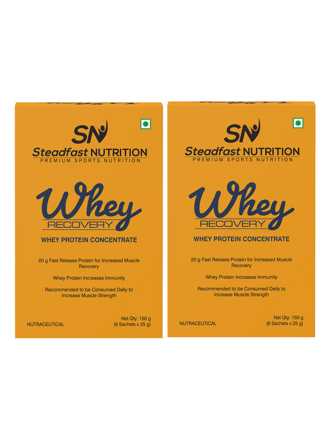 Steadfast Nutrition Set of 2 Whey Recovery Protein Concentrate Unflavoured 6 Sachets 300g