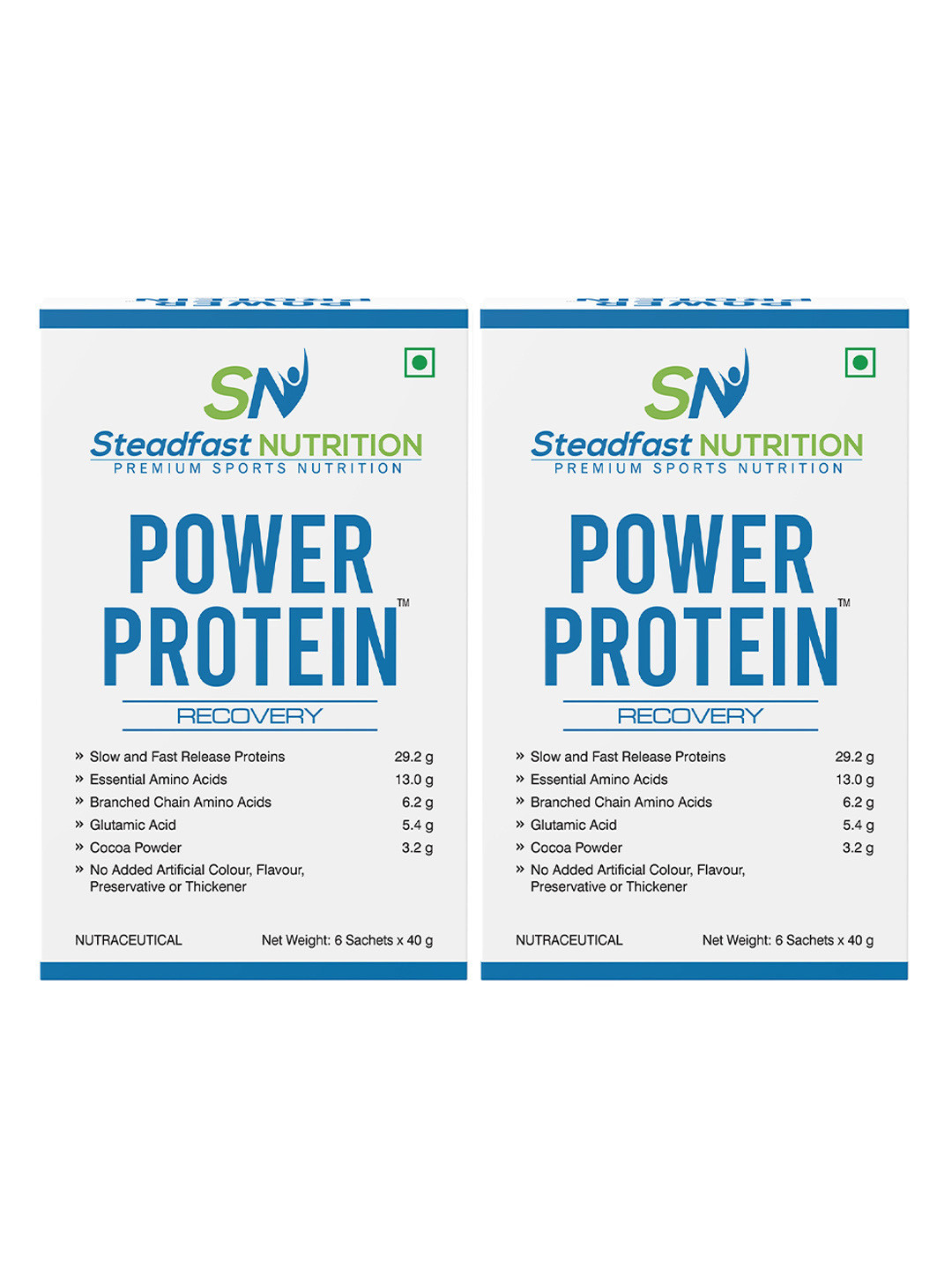 Steadfast Nutrition Set of 2 Power Protein Essential Natural Cocoa Powder 6 Sachets 480g