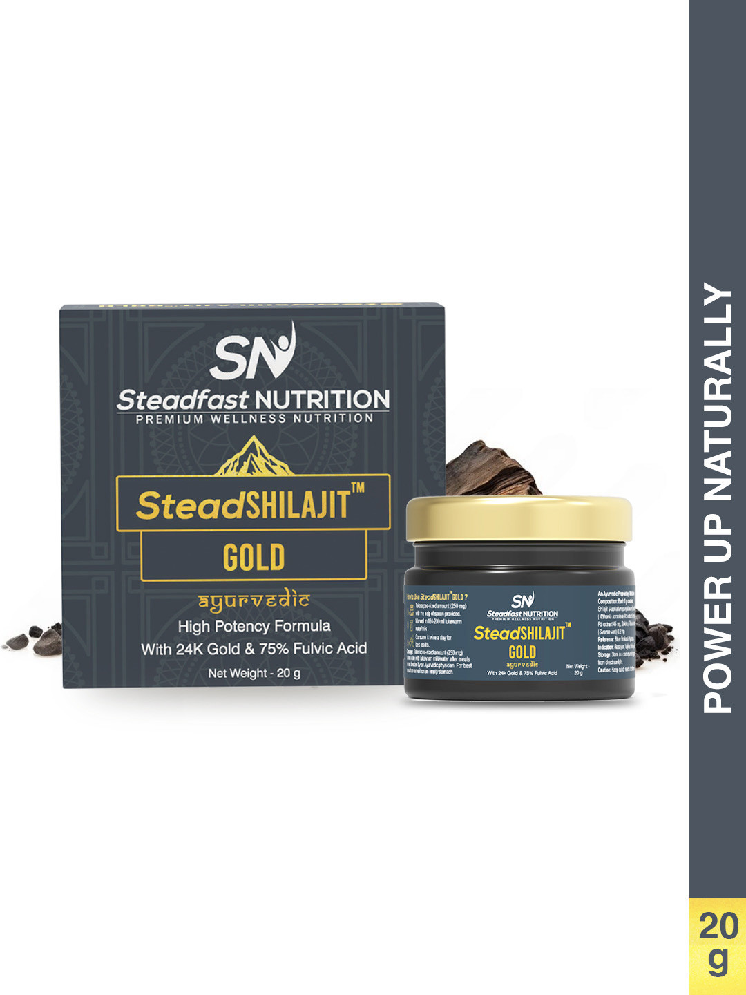 Steadfast Nutrition SteadSHILAJIT Gold Ayurvedic 24k Gold & 75% Fulvic Acid Resin 20g