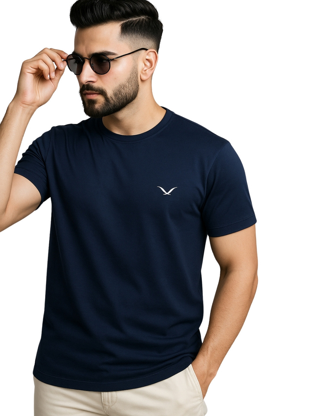 TREERANGA Men Solid Round Neck Cotton Slim Fit T-shirt