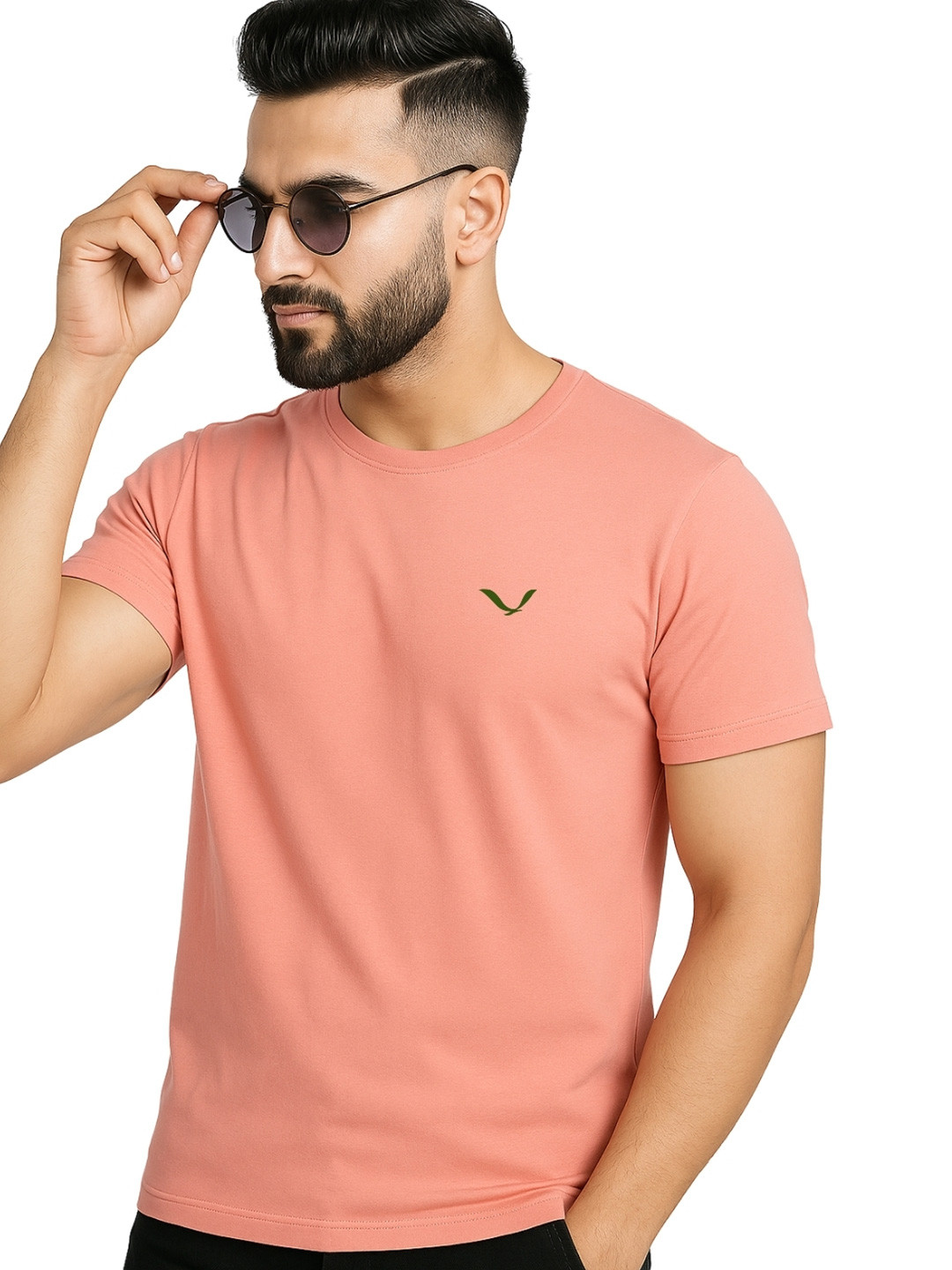TREERANGA Men Solid Round Neck Cotton Slim Fit T-shirt