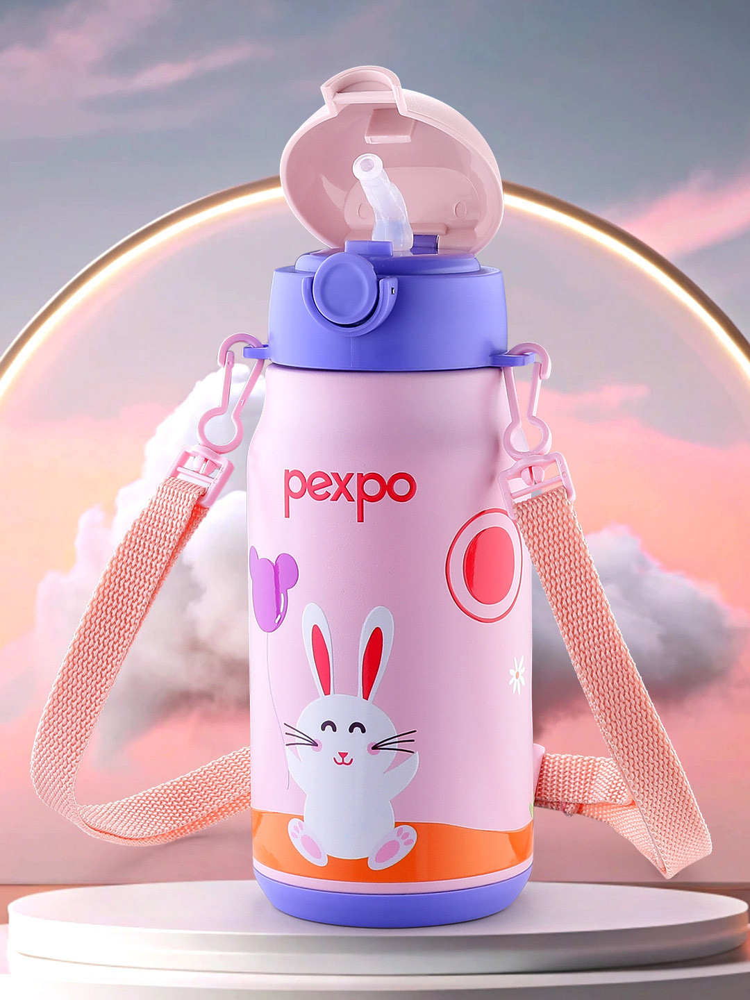 Pexpo POGGO Pink Conversational Stainless Steel Single Wall Vacuum Flask - 420ml