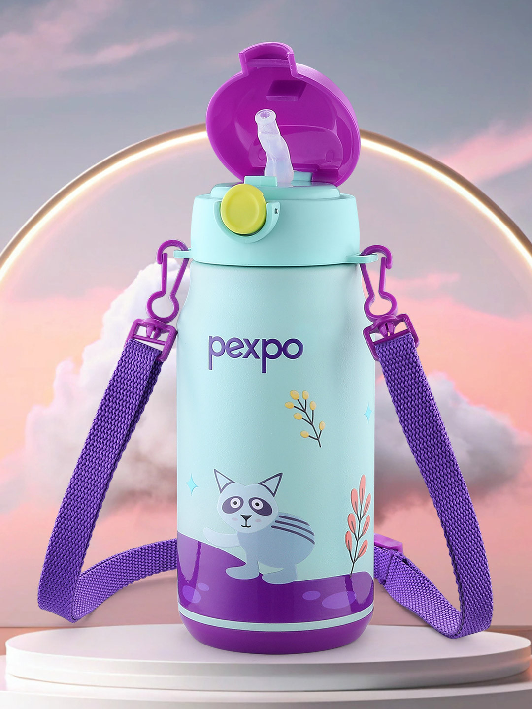 Pexpo Poggo Sea Green Conversational Stainless Steel BPA Free Flask - 420ml