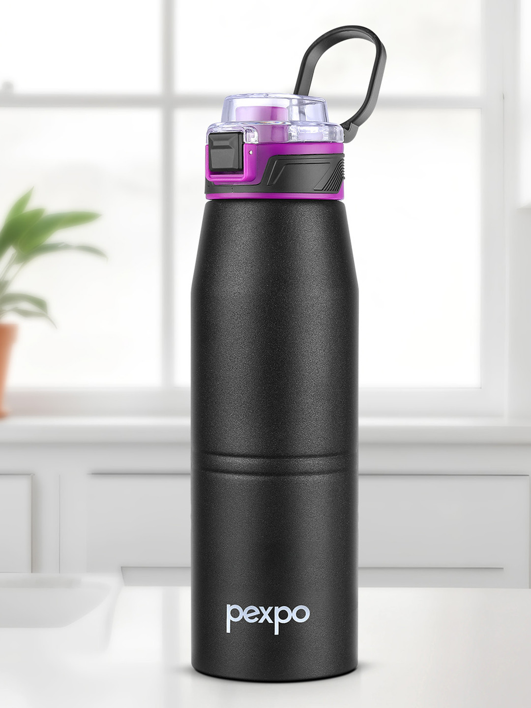 Pexpo Atlas Black Solid Stainless Steel Double Wall Vacuum Flask - 940ml