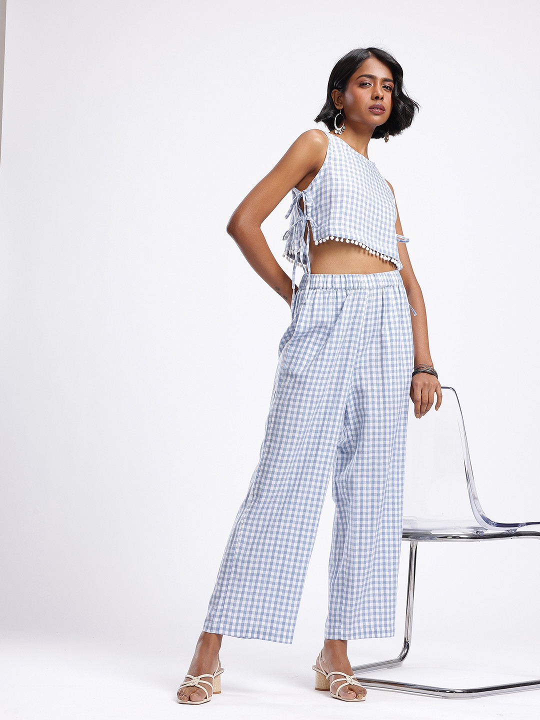 glitchez Checked Tassels Detail Co-Ords With Side Tie-Ups