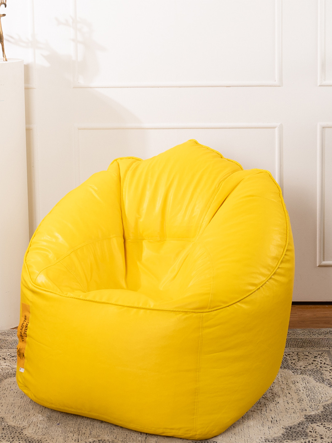 THREADVIBE LIVING Yellow Bean Bag Sofa With Bean