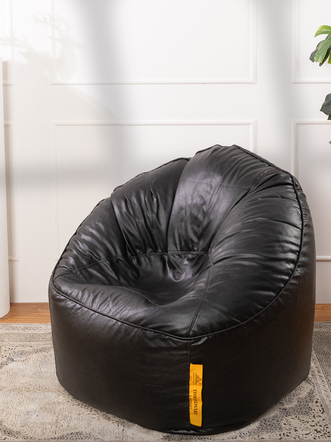 THREADVIBE LIVING Black  Bean Bag Sofa With Bean
