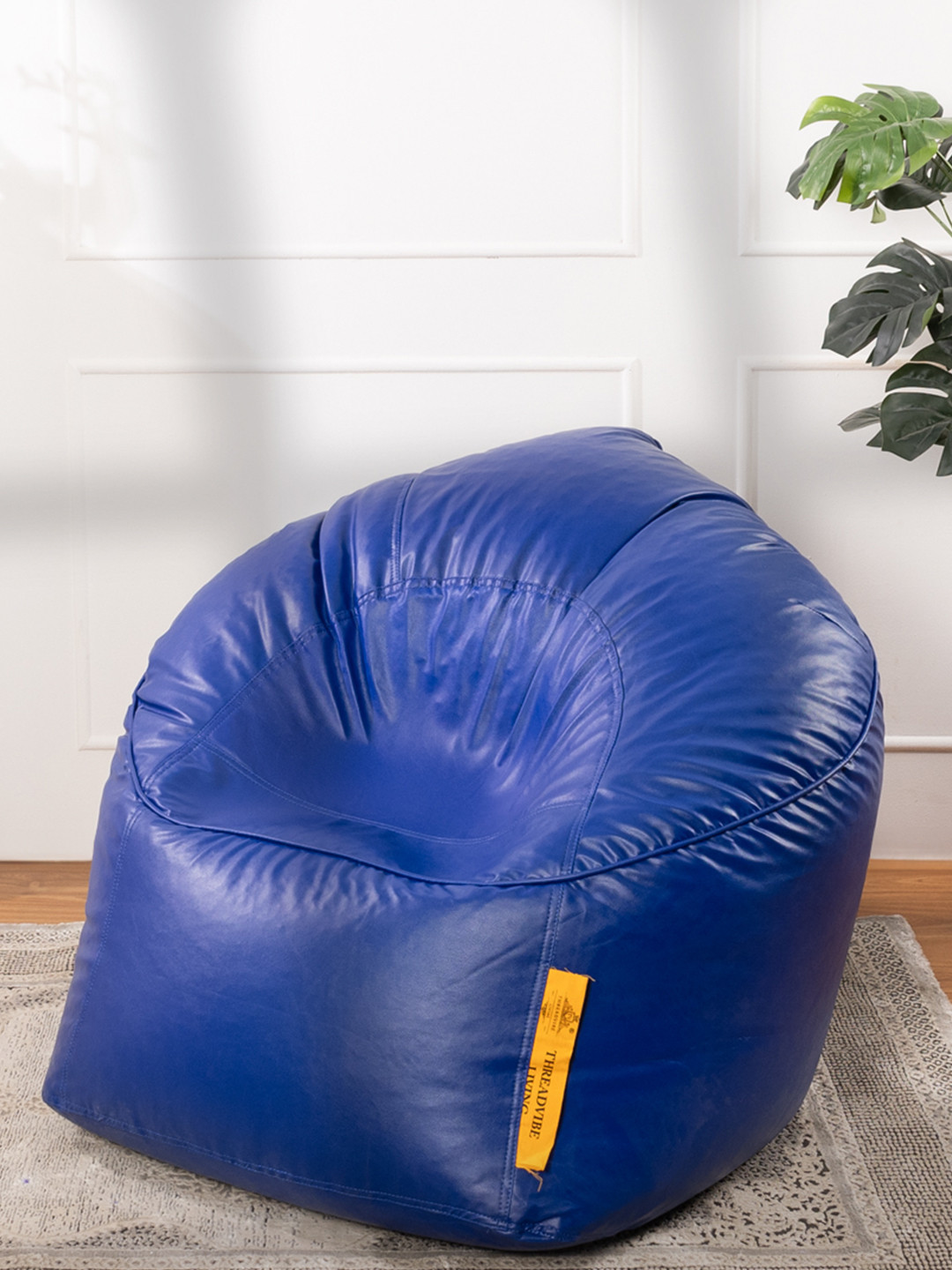 THREADVIBE LIVING Blue Bean Bag Sofa With Bean