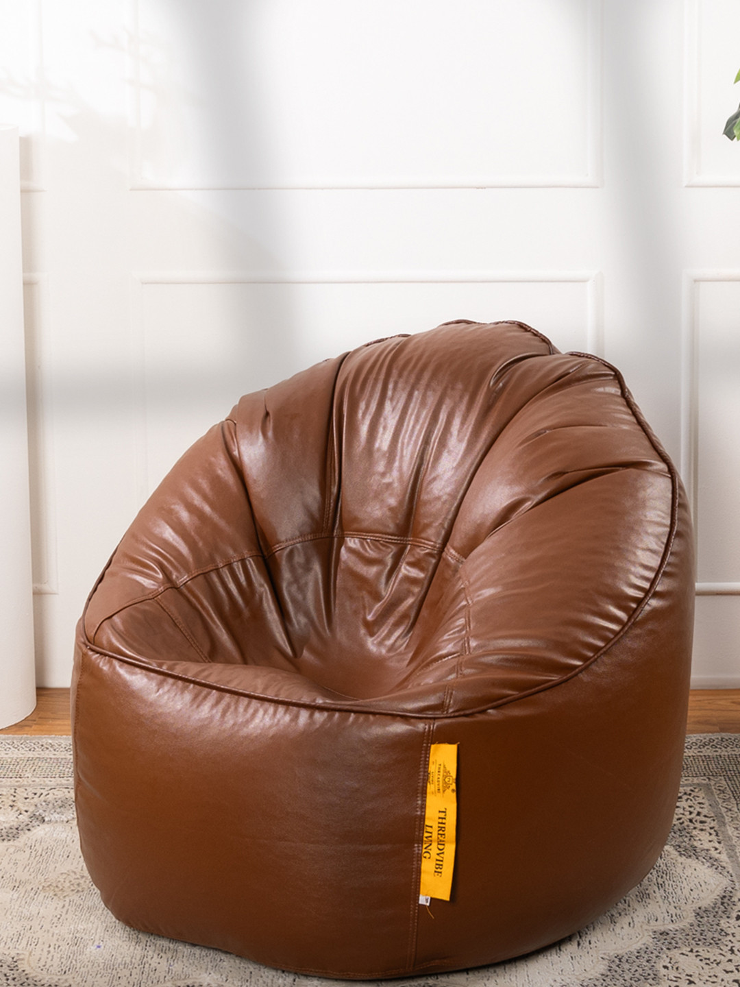 THREADVIBE LIVING Tan Brown Bean Bag Sofa With Bean