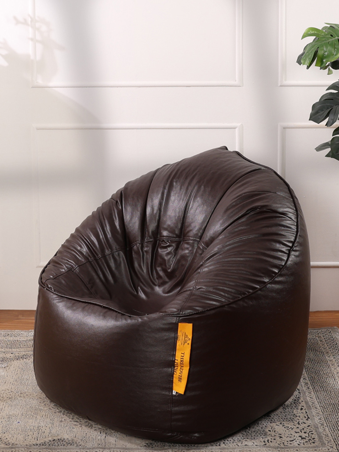 THREADVIBE LIVING Brown Bean Bag Sofa With Bean
