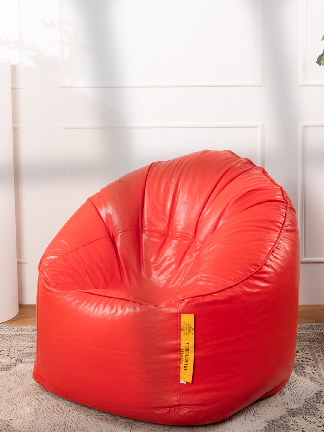 THREADVIBE LIVING Red Bean Bag Sofa With Bean