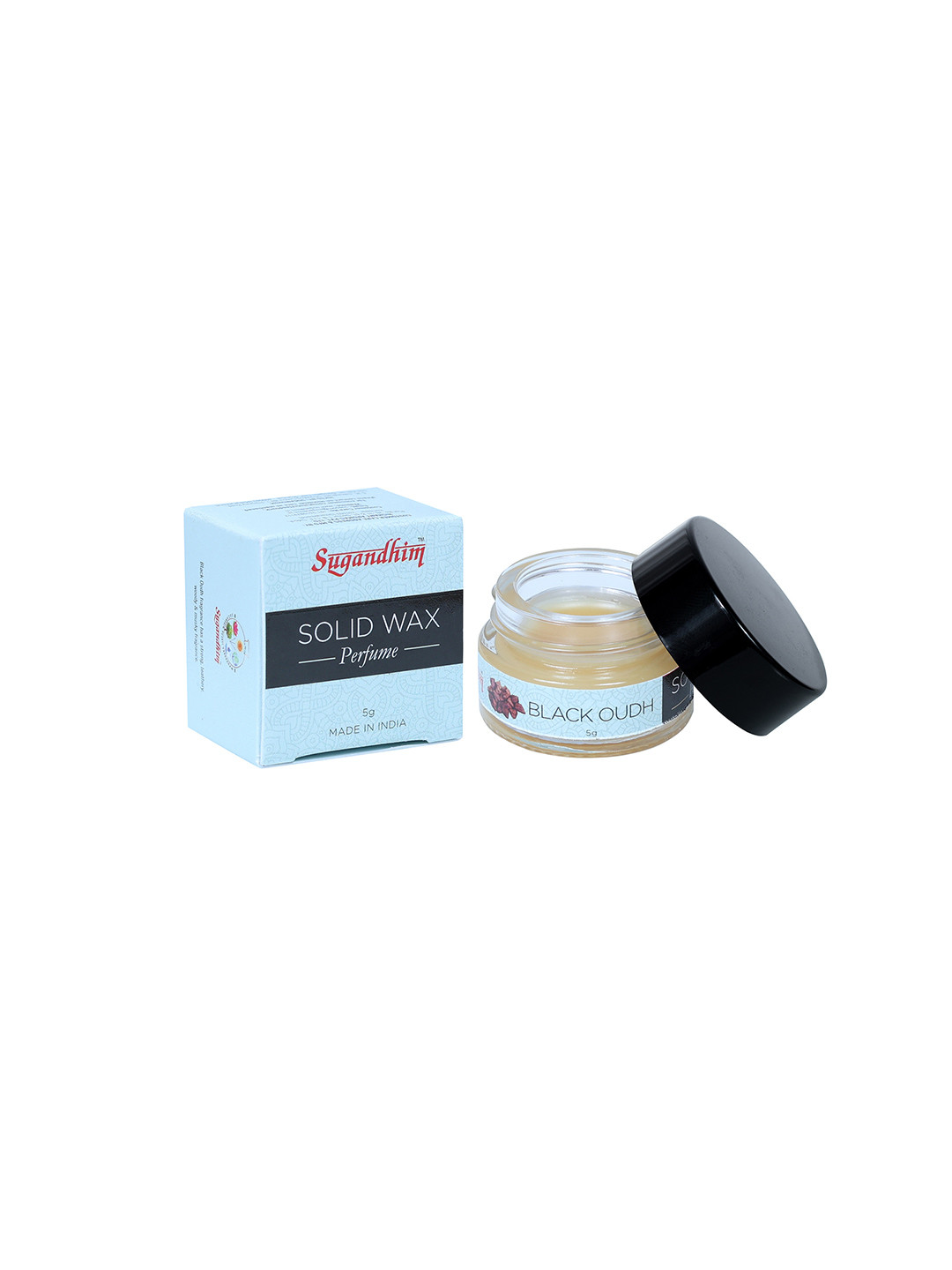 Sugandhim Solid Wax Black Oudh Perfume Long-Lasting Warm & Exotic Aroma - 5g