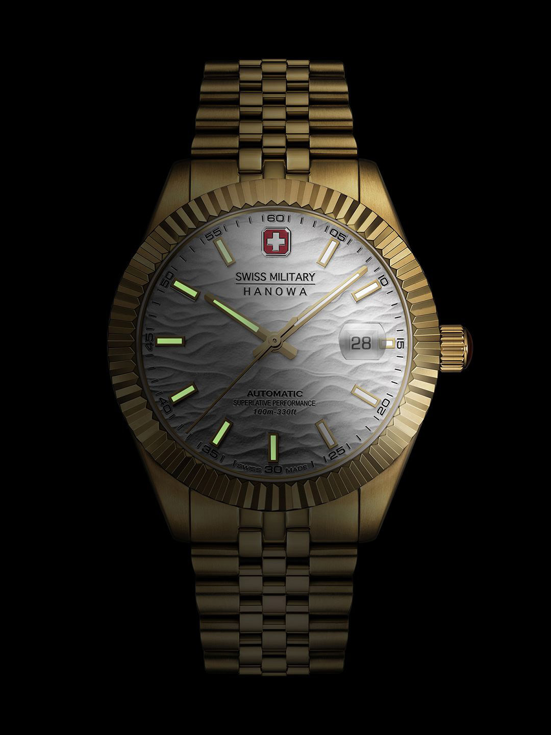 SWISS MILITARY HANOWA Men Patterned Dial & Stainless Steel Automatic Swiss Made Watch