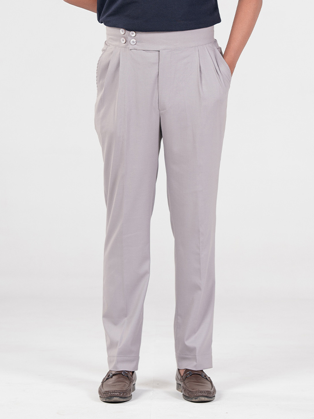 CABIN COMFY Men Tailored Tapered Fit High-Rise Easy Wash Pleated Trousers