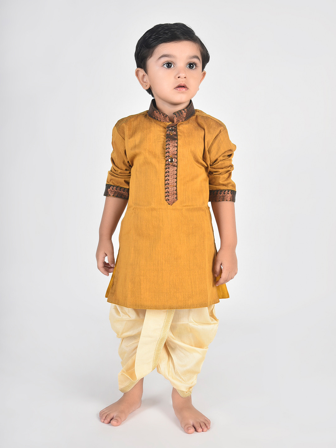 BAESD Boys Embroidered Regular Pure Cotton Kurta with Dhoti Pants