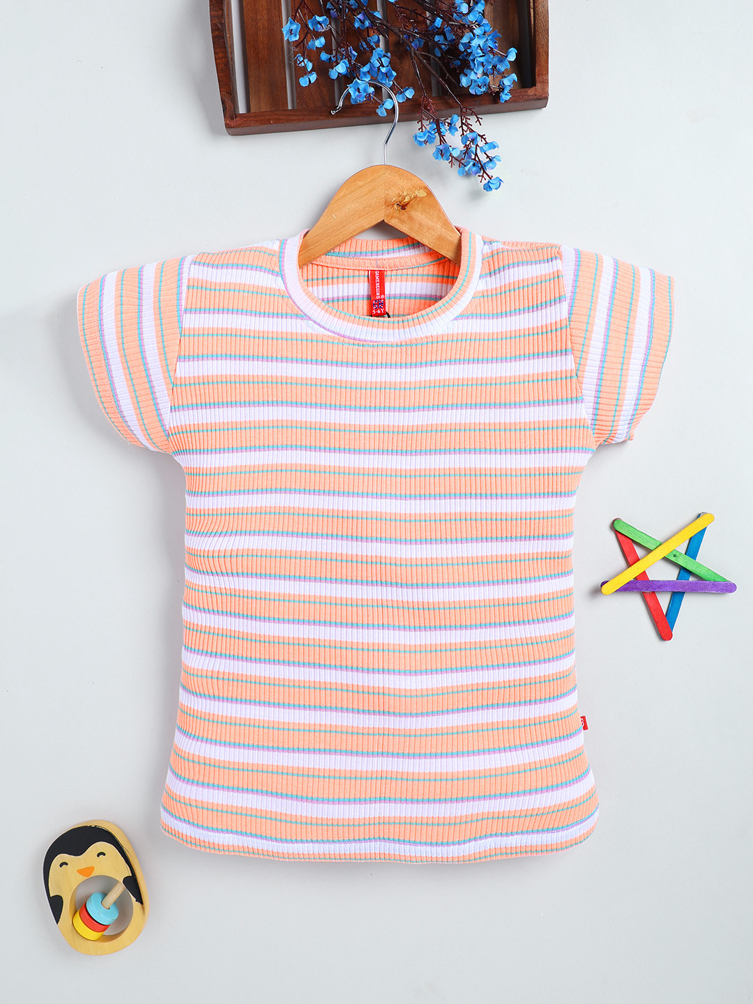 Here&Now X Game Begins Striped Cabbage Edge Sleeve Top