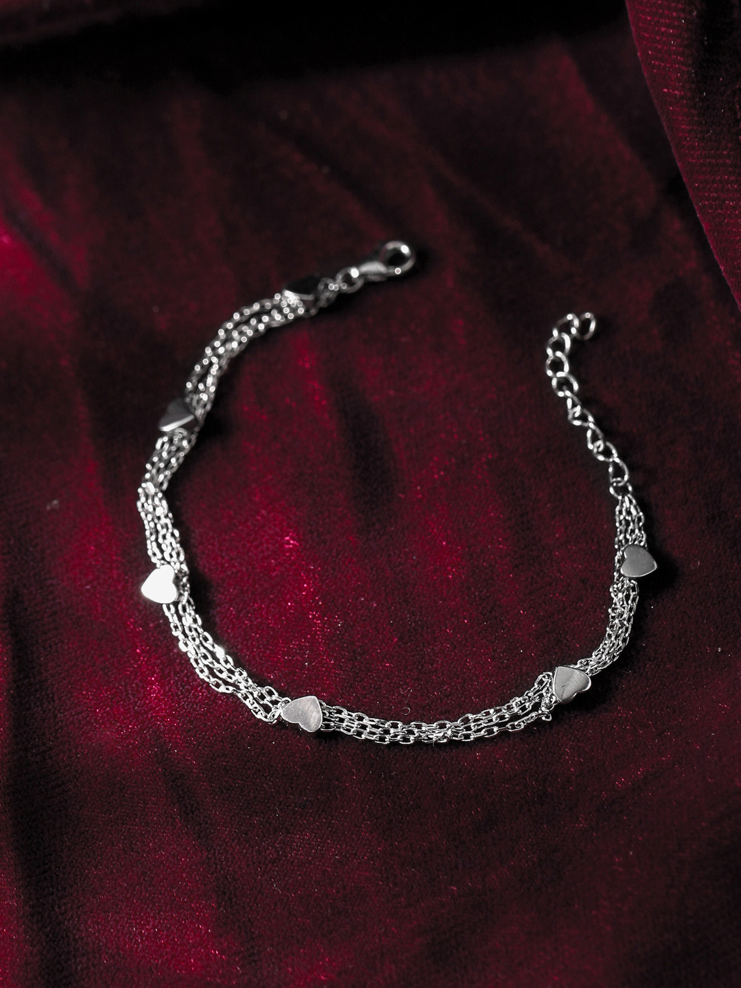 RACHIVA 925 Sterling Silver Rhodium-Plated Charm Bracelet