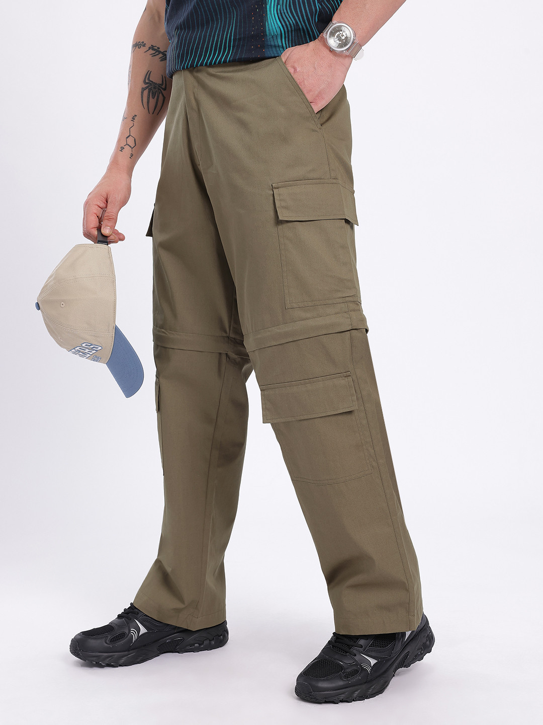 glitchez Men's Convertible Cargo Relaxed Fit Pants