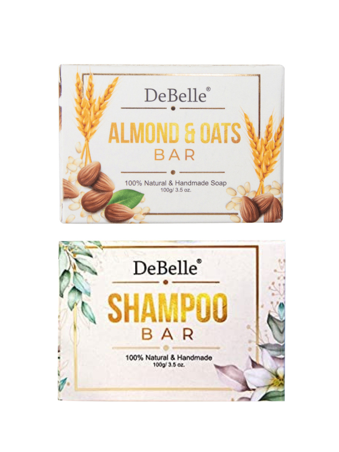 DeBelle Set Of Handmade Natural Soap Bar & Handmade Shampoo Bar - 100g Each
