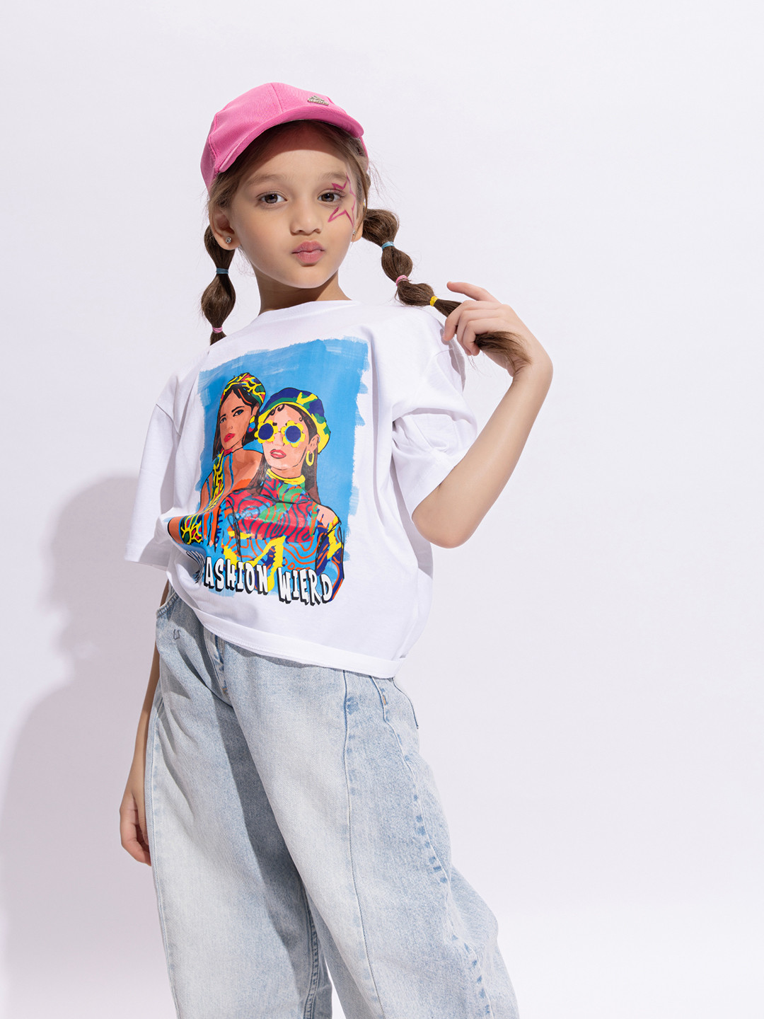 taffykids Girls Graphic Printed Round Neck Cotton Oversized T-shirt