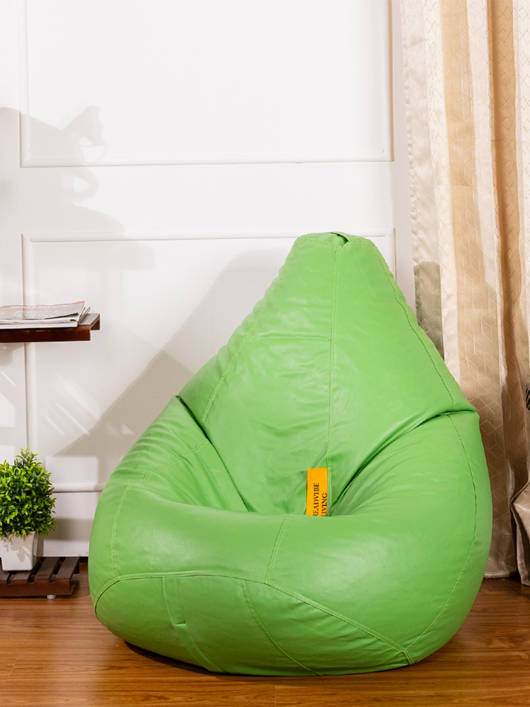 THREADVIBE LIVING Green Teardrop Bean Bag With Bean