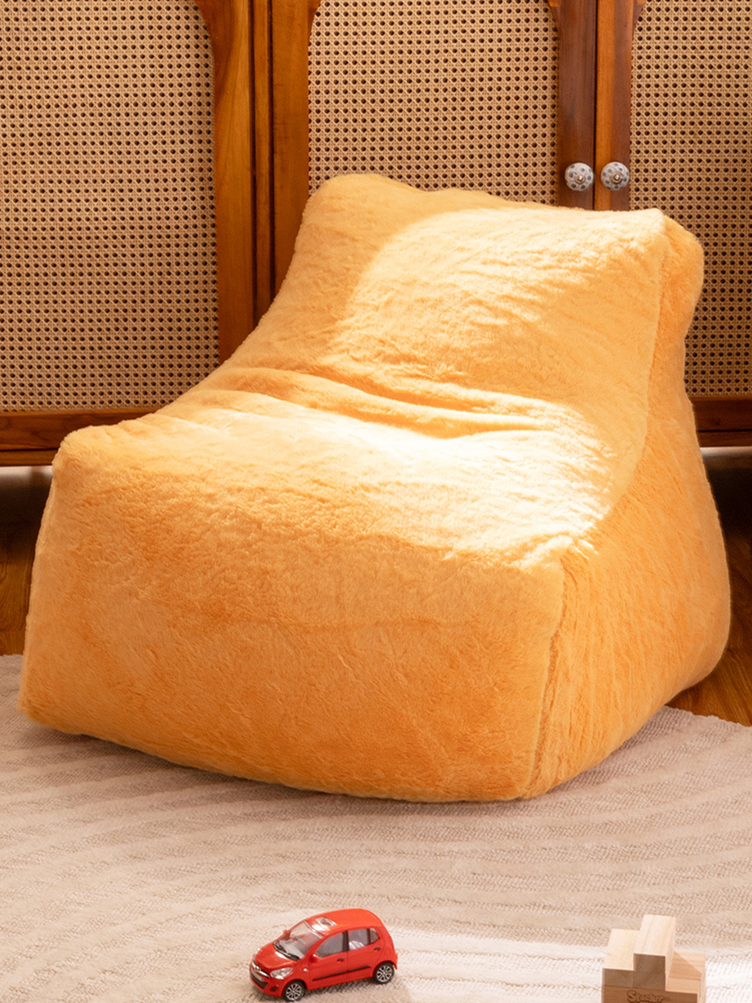 THREADVIBE LIVING Yellow Lounger Bean Bag With Beans