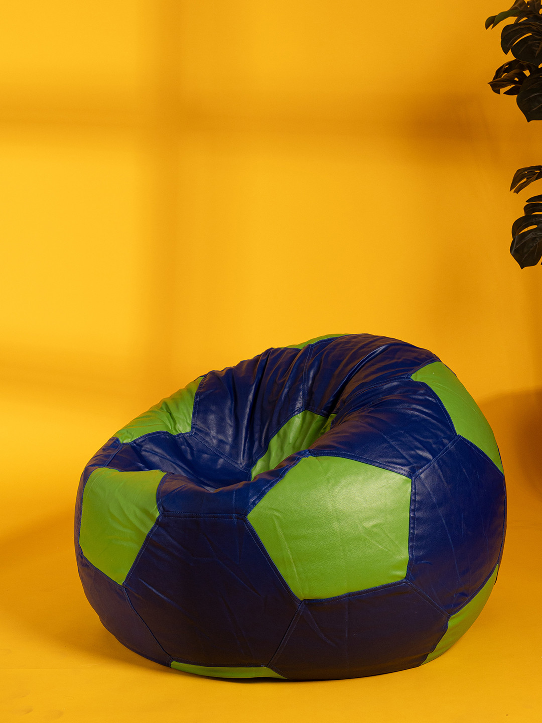 THREADVIBE LIVING Blue & Green Double Shaded Football Bean Bag With Beans