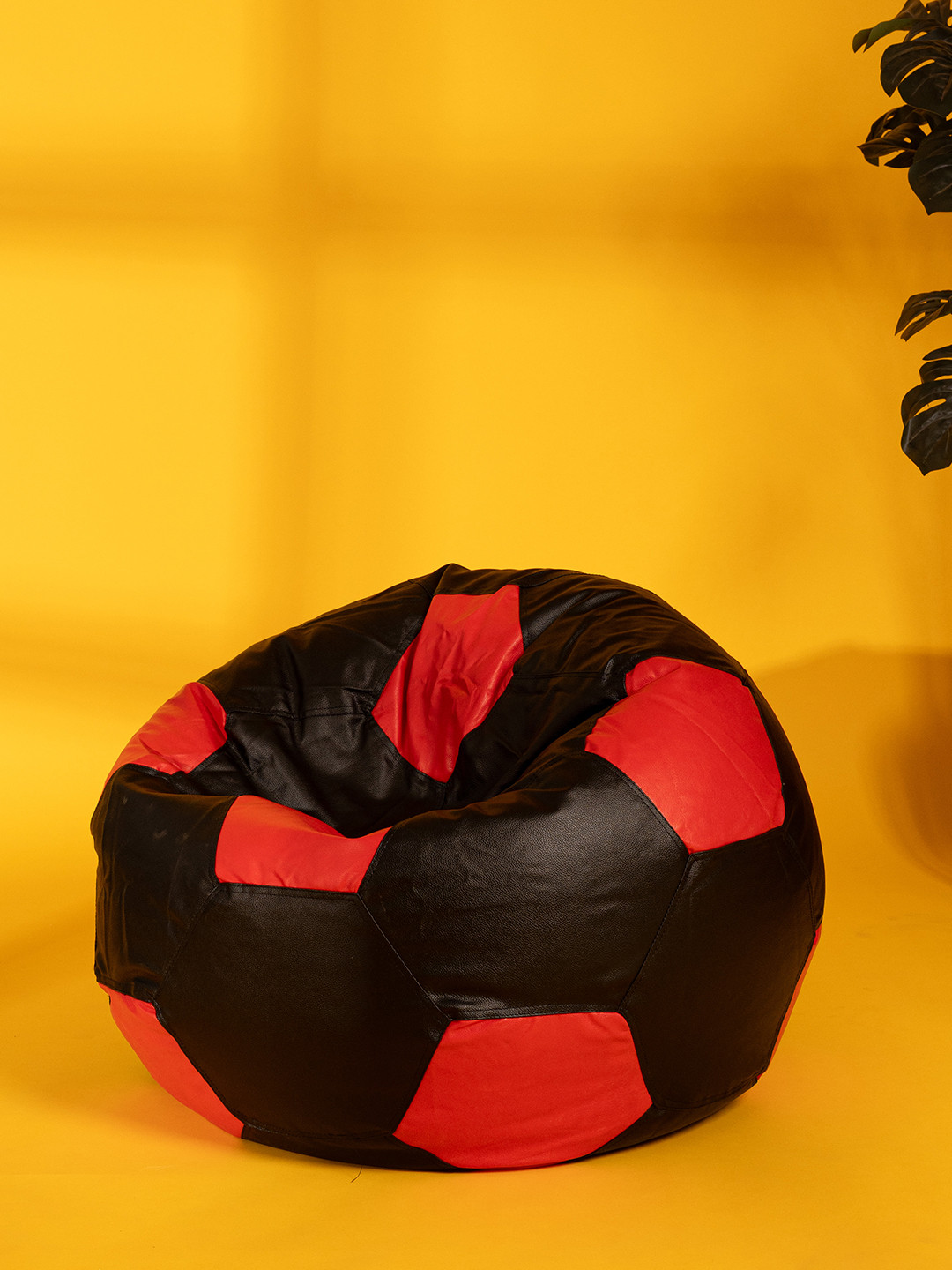 THREADVIBE LIVING Black & Red Football Bean Bag With Beans