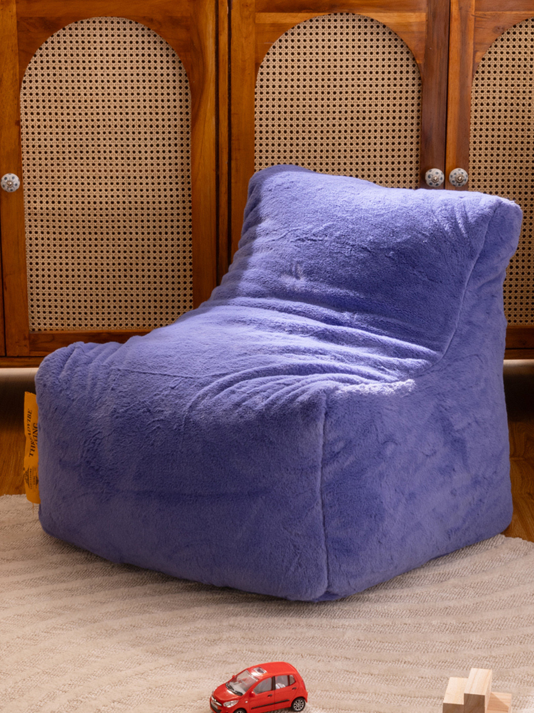 THREADVIBE LIVING Blue Lounger Bean Bag With Beans