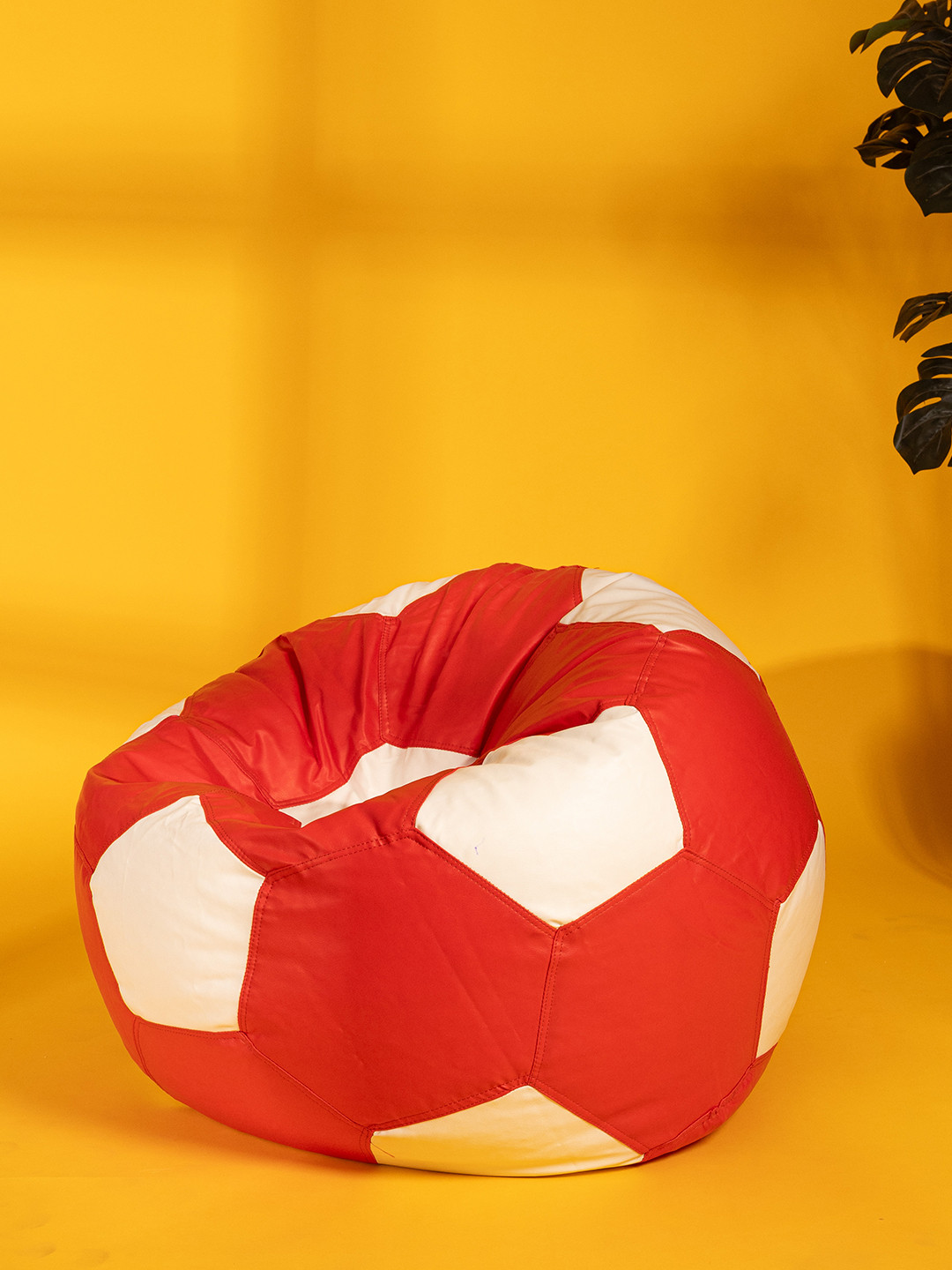 THREADVIBE LIVING Red & White Football Bean Bag With Beans