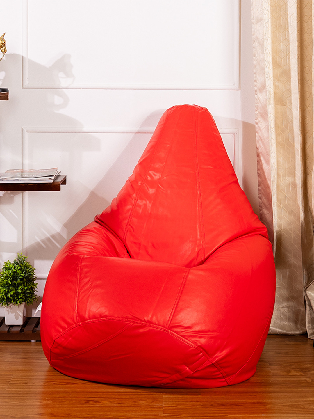 THREADVIBE LIVING Red Teardrop Bean Bag With Bean