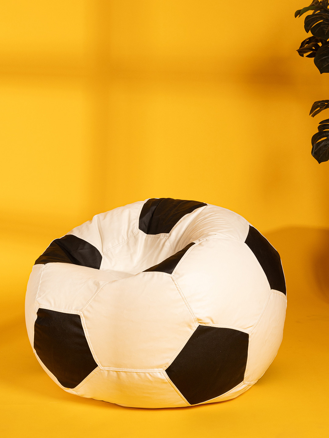 THREADVIBE LIVING White & Black Football Bean Bag With Beans