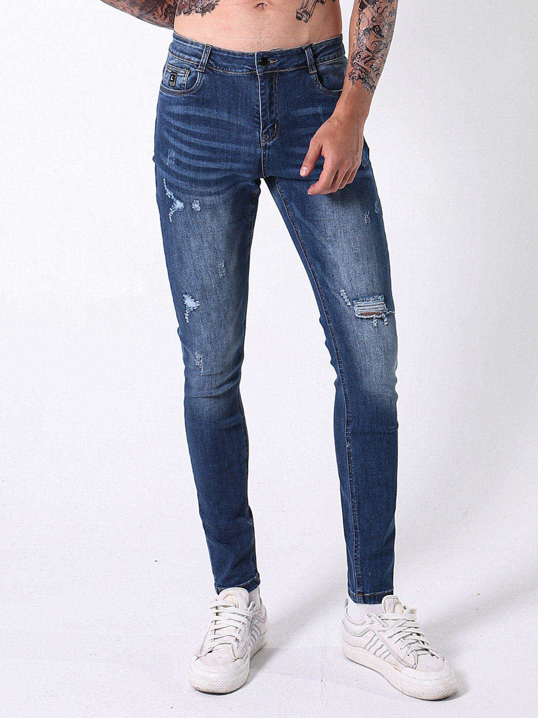 L'monte Men Skinny Fit Mildly Distressed Heavy Fade Stretchable Jeans