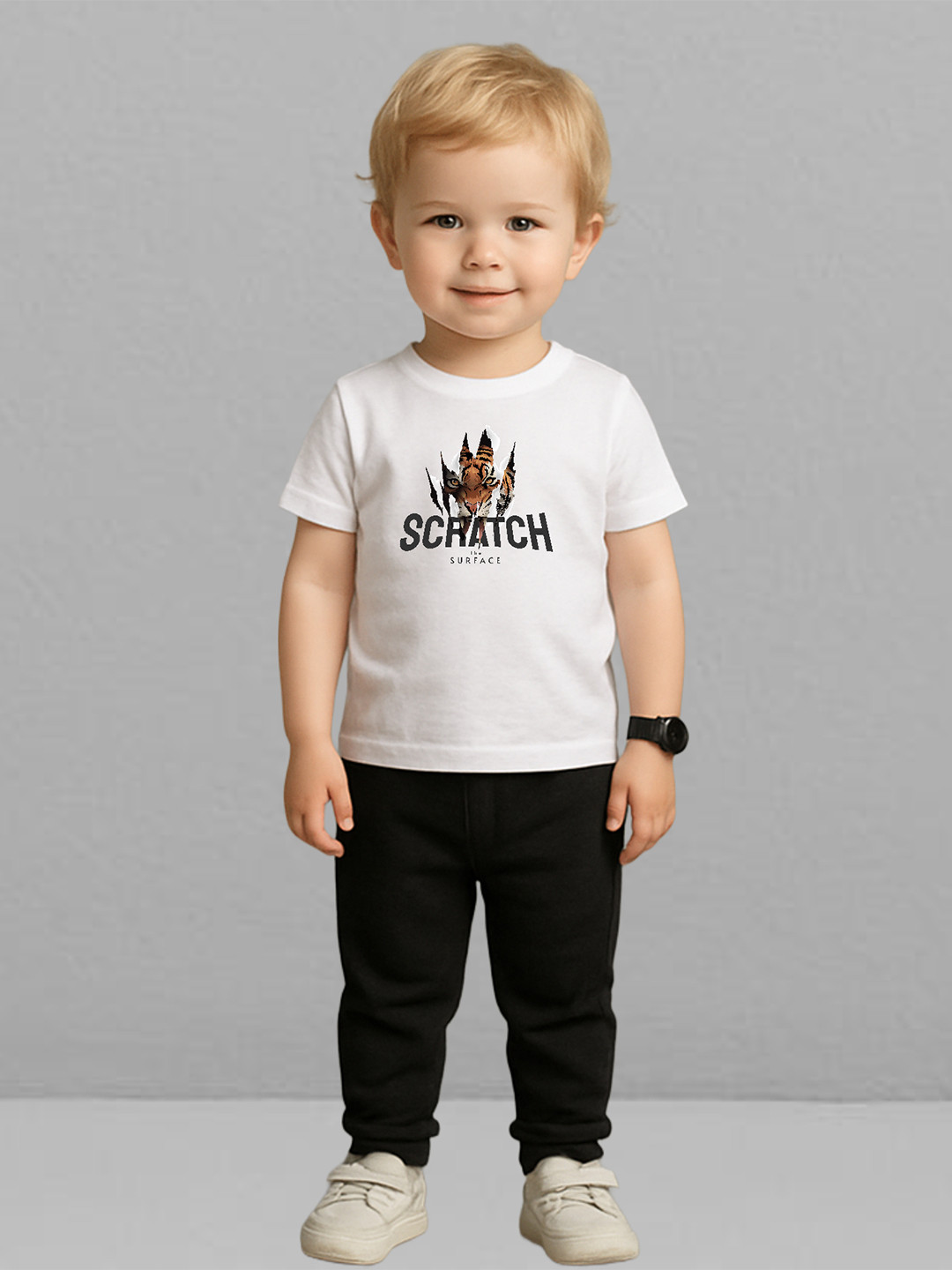 YK X First Laugh Boys Animal Printed Round Neck Cotton T-shirt