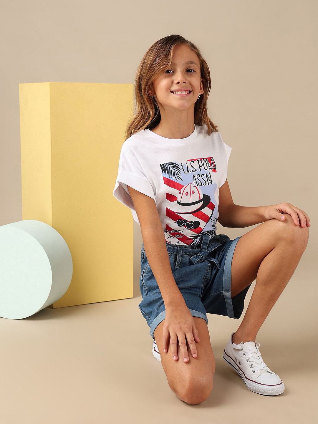 U.S. Polo Assn. Kids Girls Resort Graphic Cotton T-Shirt