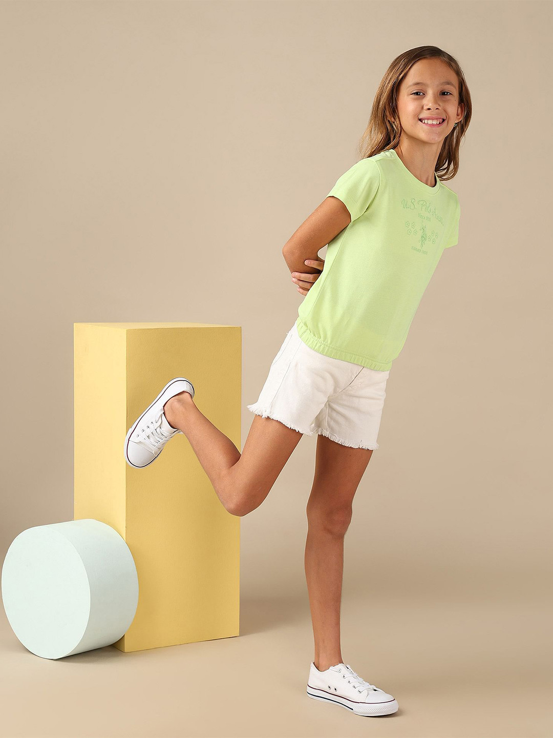 U.S. Polo Assn. Kids Girls Brand Embroidered Blousan T-Shirt