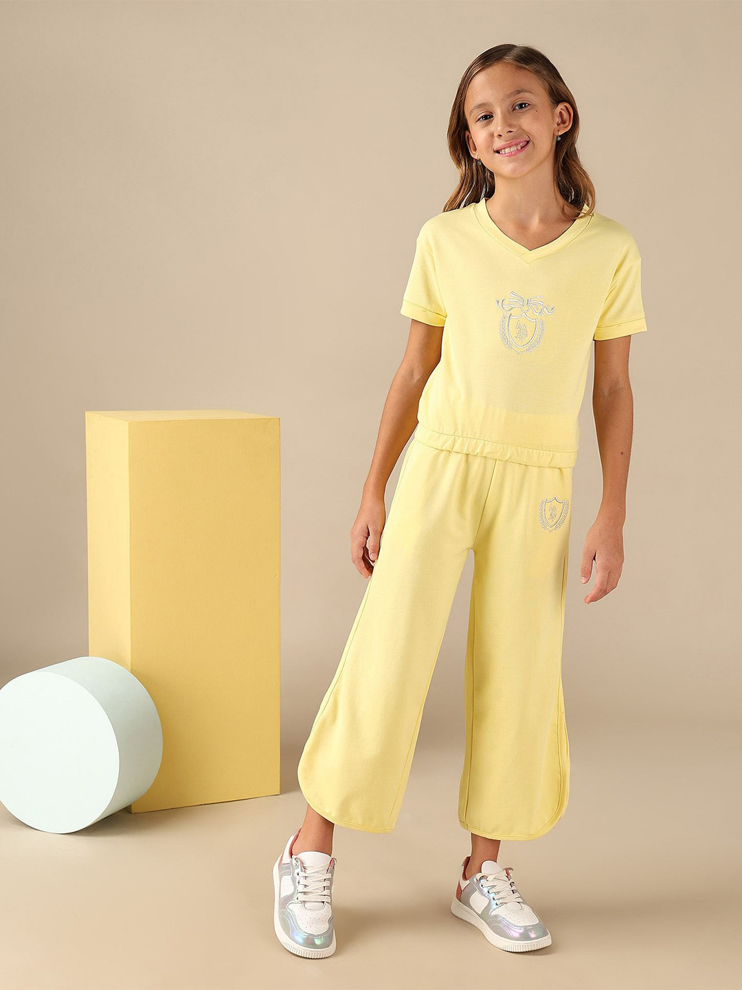 U.S. Polo Assn. Kids Girls Crest Embroidered Cotton T-Shirt