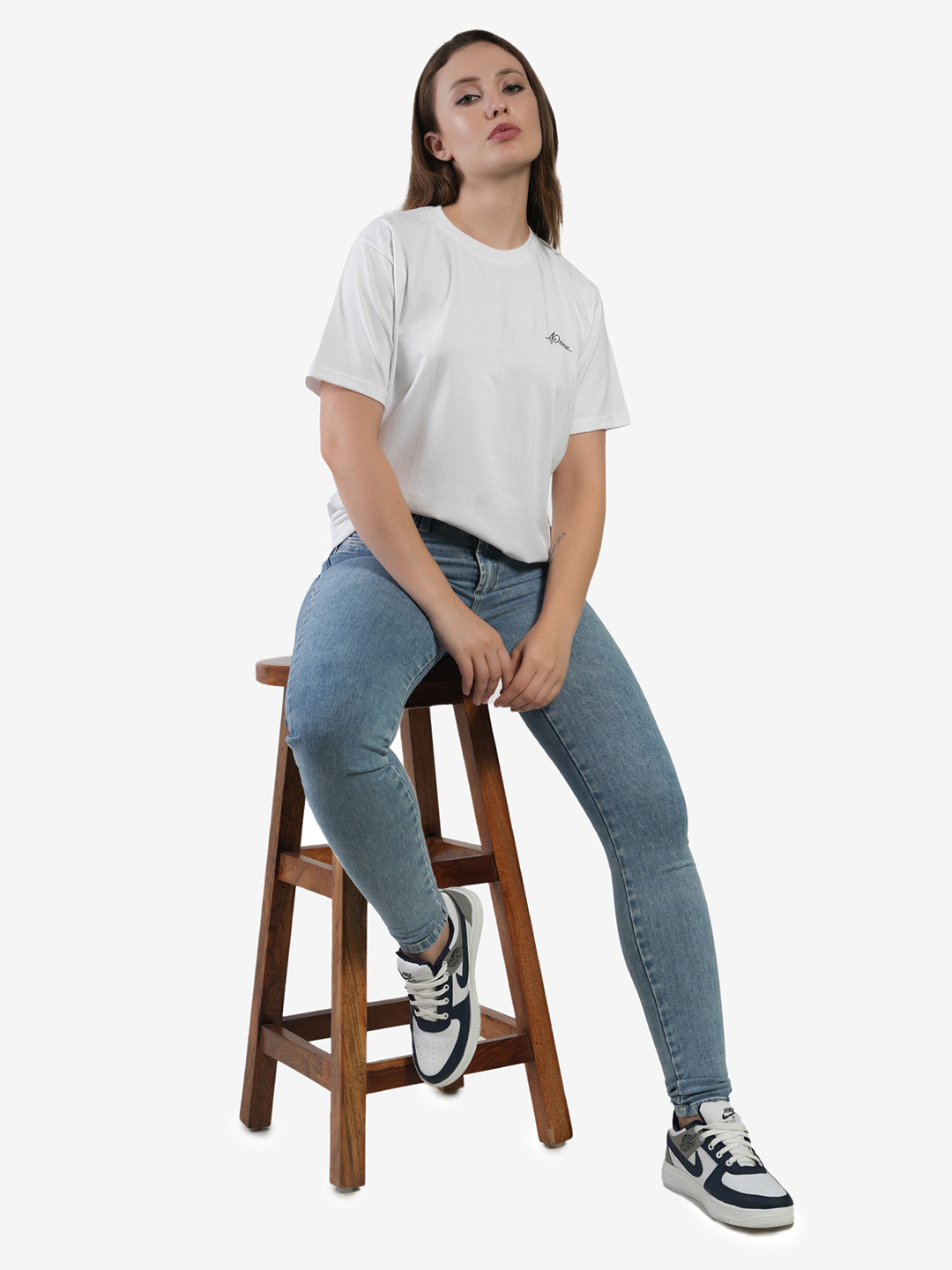 AgAtelier Women Solid Round Neck Cotton T-shirt